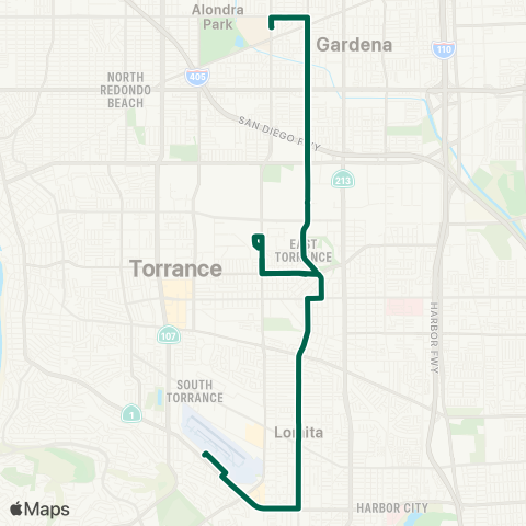 Torrance Transit Torrance Airport - El Camino College map