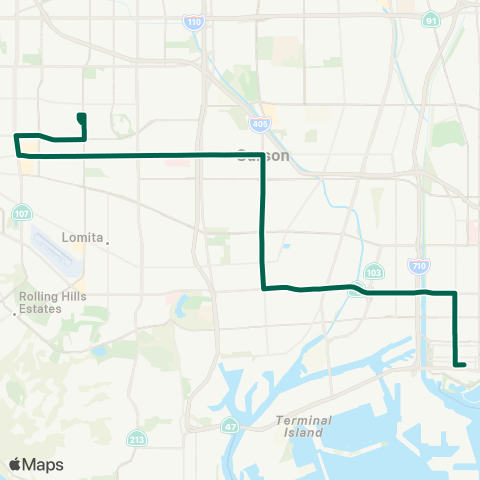 Torrance Transit Mary K.Giordano RTC - Long Beach map