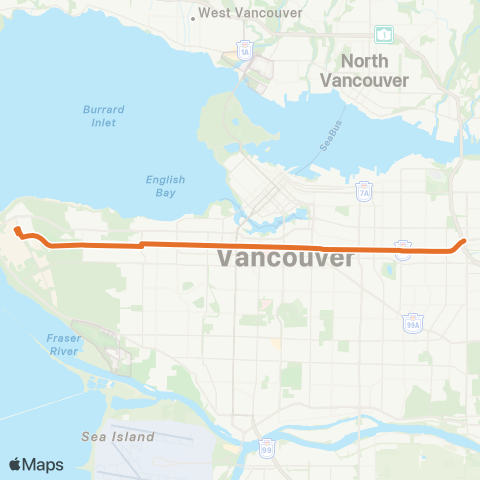 TransLink Commercial-Broadway / UBC (B-Line) map