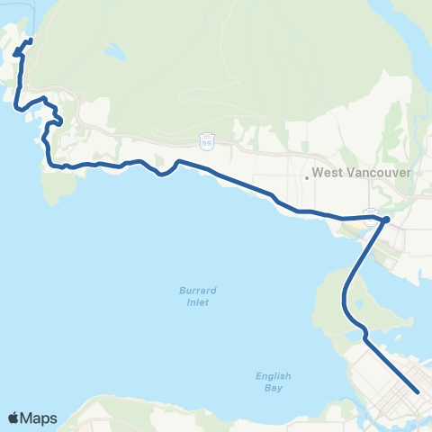 TransLink Horseshoe Bay / Dundarave / Vancouver map