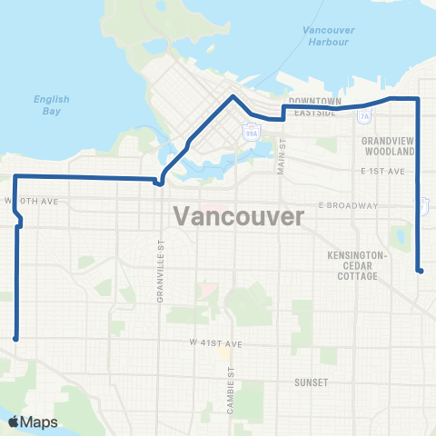 TransLink Nanaimo Station / Dunbar map