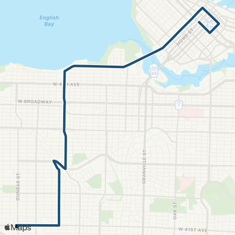 TransLink Downtown / Macdonald Nightbus map