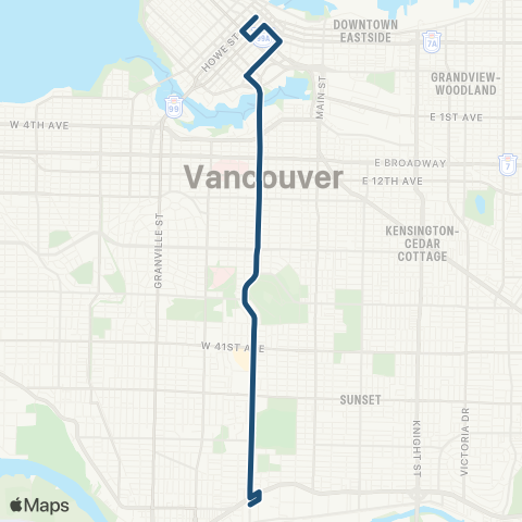 TransLink Downtown / Cambie Nightbus map