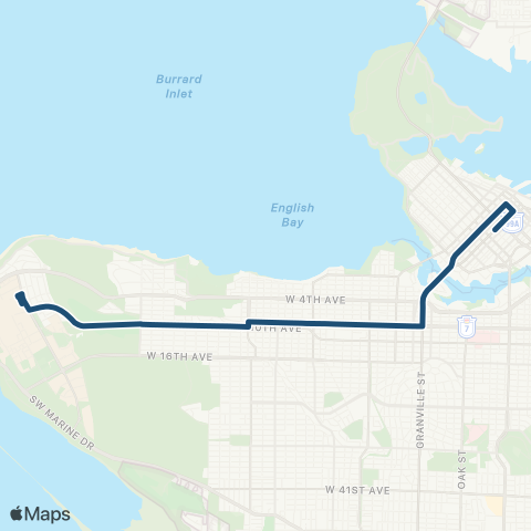 TransLink Downtown / UBC Nightbus map