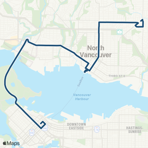 TransLink Downtown / Lynn Valley Nightbus map