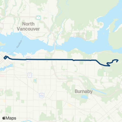 TransLink Downtown / SFU Nightbus map