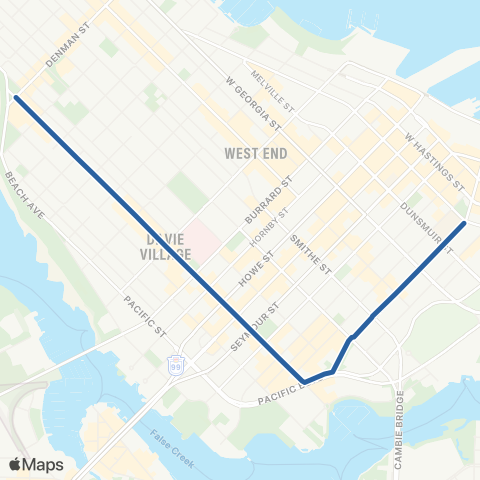 TransLink Davie / Downtown map