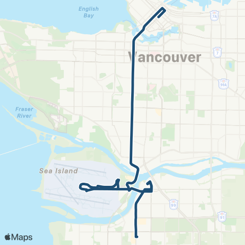 TransLink Downtown / Richmond Nightbus map