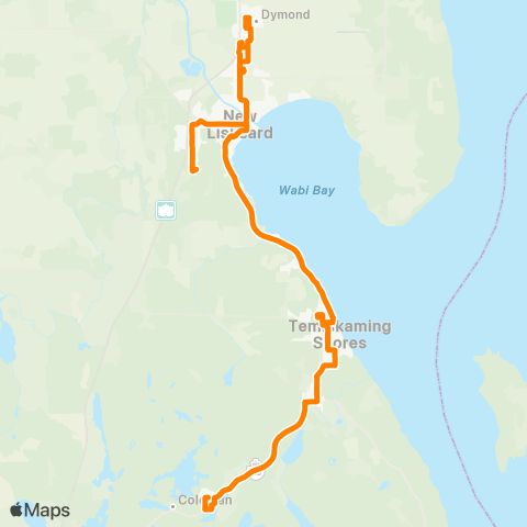 Temiskaming Shores Transit Northbound map