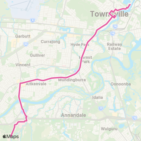 Sunbus Townsville Ferry Term - City, Townsville SC and JCU map