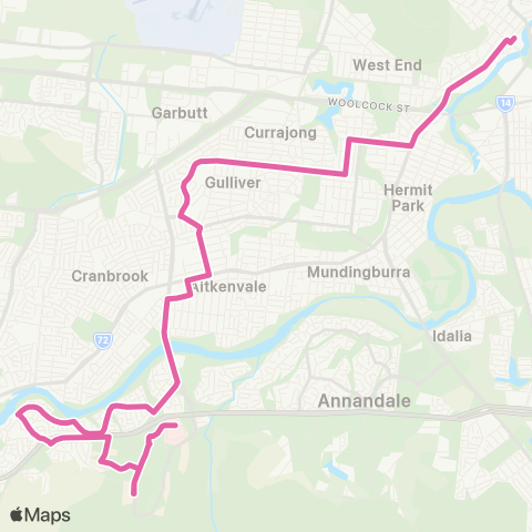 Sunbus Townsville City - Townsville SC and Hospital / JCU map