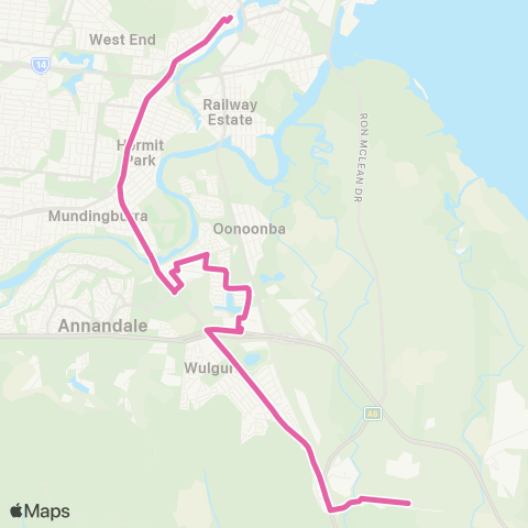 Sunbus Townsville City - Hermit Park and Stuart map