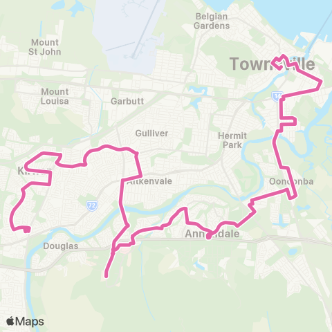 Sunbus Townsville City - Hospital, University and Willows map