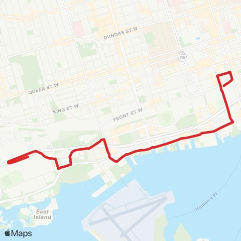 TTC Harbourfront Replacement Bus map