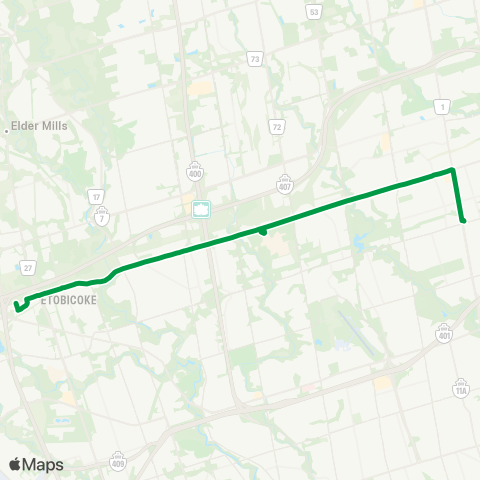 TTC Express Steeles West Express map