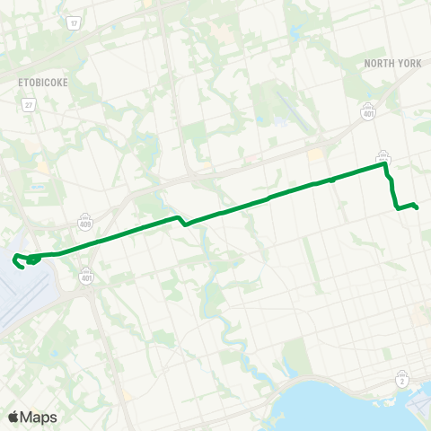 TTC Express Lawrence West Express map