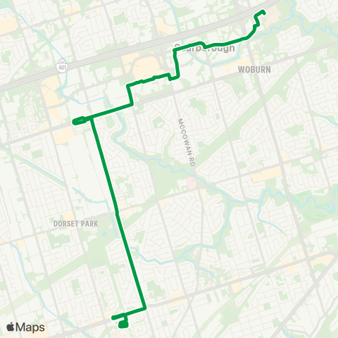 TTC Express Kennedy-Scarborough Centre Express map