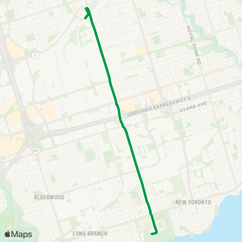 TTC Express Kipling South Express map