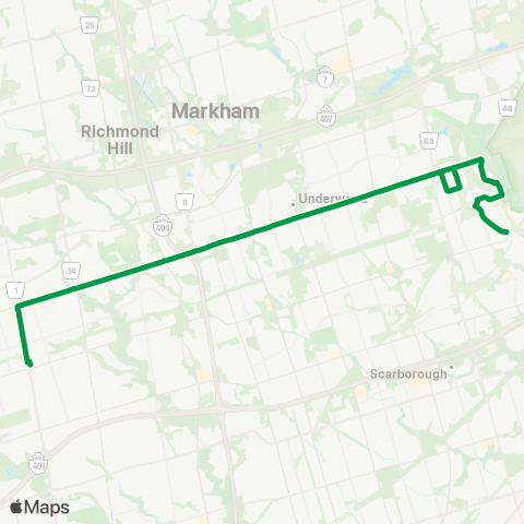 TTC Express Steeles East Express map