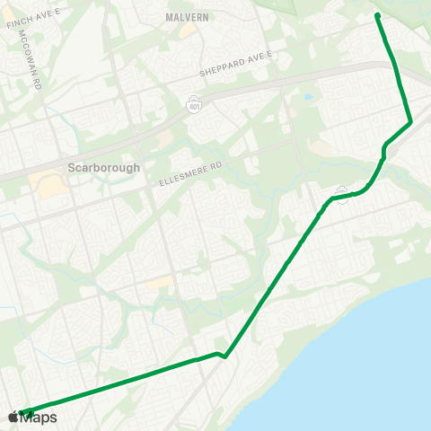 TTC Express Scarborough Express map