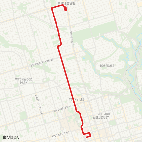 TTC Avenue Road map