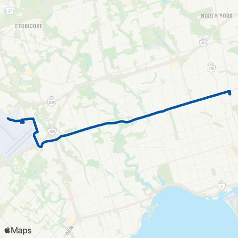 TTC Eglinton West Night Bus map