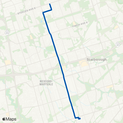 TTC Kennedy Night Bus map