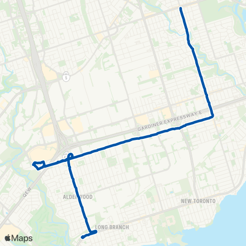 TTC Evans - Brown's Line Night Bus map