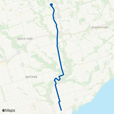 TTC Don Mills Night Bus map