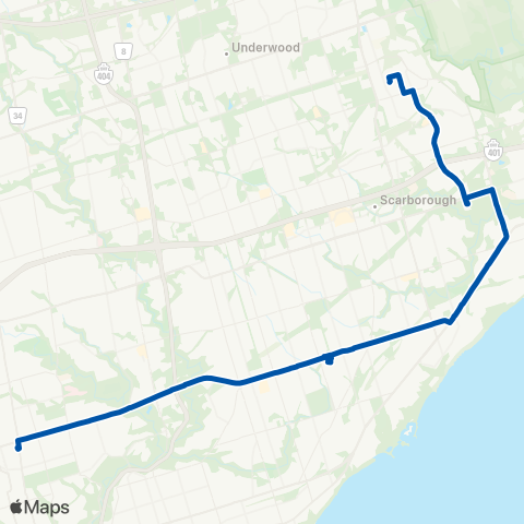 TTC Eglinton East Night Bus map