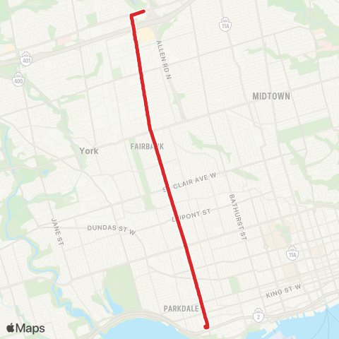 TTC Dufferin map