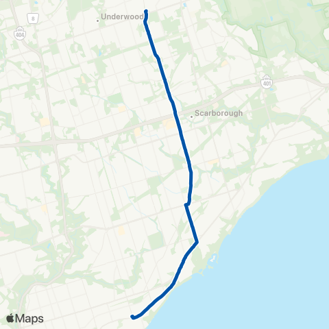 TTC Kingston Rd-McCowan Night Bus map