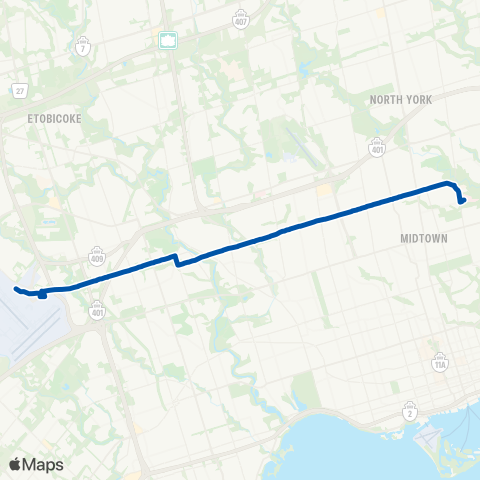 TTC Lawrence West Night Bus map