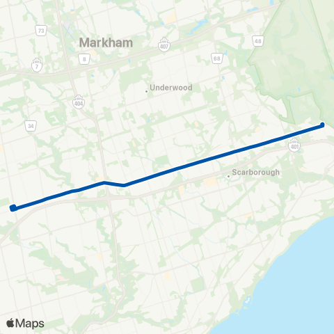 TTC Sheppard East Night Bus map