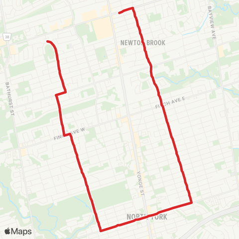 TTC Willowdale-Senlac map