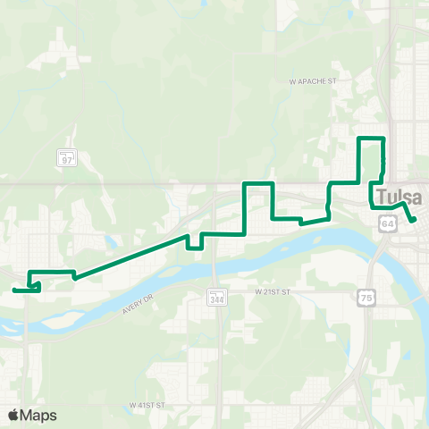 Tulsa Transit Charles Page / Sand Springs map