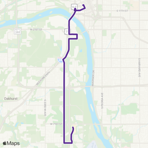 Tulsa Transit Union / Southwest Blvd map