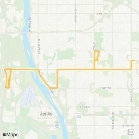 Tulsa Transit West Tulsa / 71st map