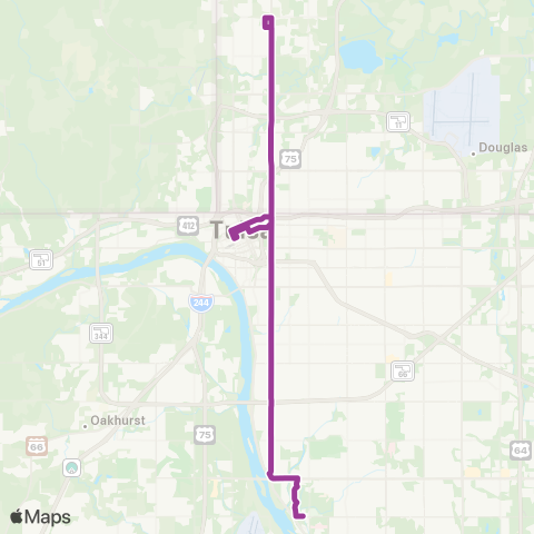 Tulsa Transit Peoria Aero map