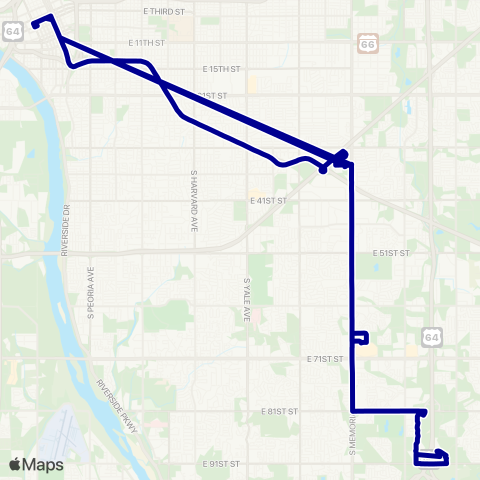 Tulsa Transit Crosstown map