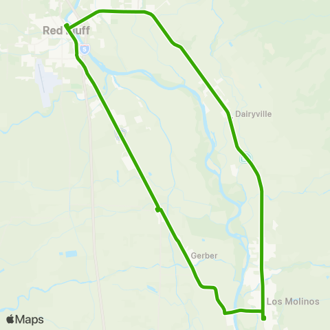 TRAX Regional - Red Bluff, Los Molinos, Gerber map