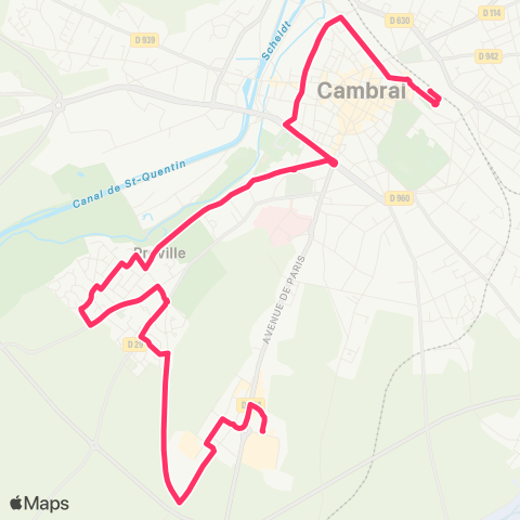 TUC Cambrai Station Bus - Proville ZAC Puccini map