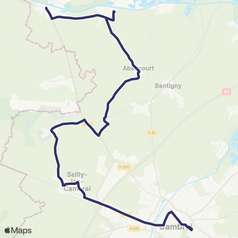 TUC Raillencourt - Aubencheul-au-Bac - Cambrai Station Bus map