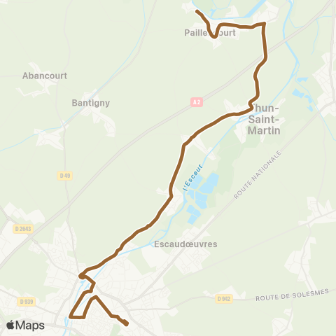 TUC Paillencourt - Cambrai Station Bus map