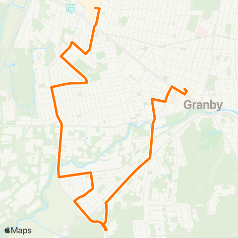 Transport Urbain Granby Sud map