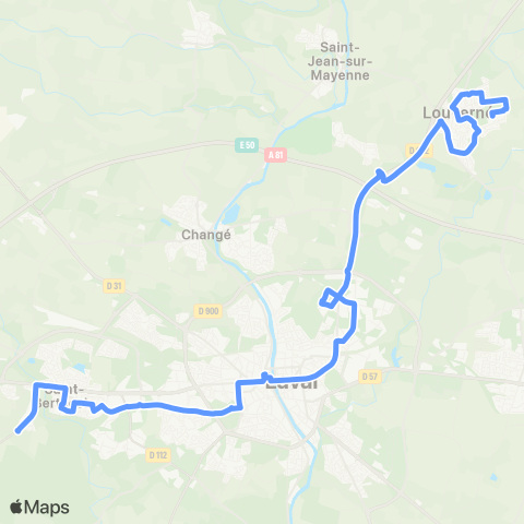 TUL St-Berthevin (Carteries) > Louverné (Marais) map