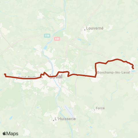 TUL St-Berthevin (Châtelier) > Argentré (Rochers) map