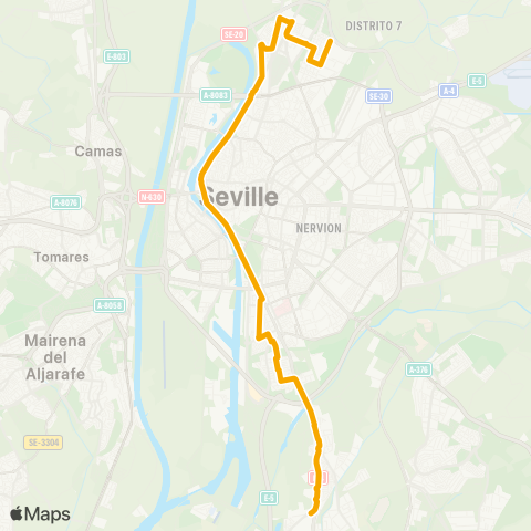 TUSSAM Bellavista-S. Jeronimo-Pino Montano map