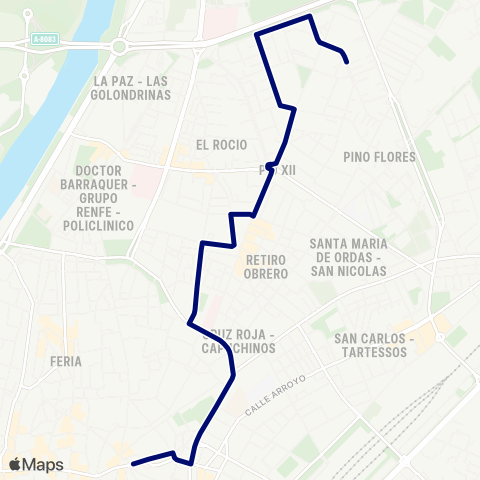 TUSSAM Ponce de León - los Principes map