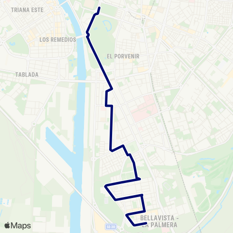 TUSSAM Prado San Sebastián - los Bermejales map